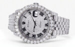 Diamond Iced Out Rolex Datejust 25 Carats Of Diamonds Custom Full Diamond Roman Dial Jubilee Band Replica