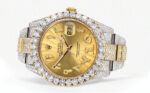 Diamond Iced Out Rolex Datejust 25 Carats Of Diamonds Custom Gold Arabic Numeral Diamond Dial Two Tone Replica