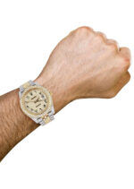 Diamond Iced Out Rolex Datejust 25 Carats Of Diamonds Custom Gold Arabic Numeral Diamond Dial Two Tone Two Row Jubilee Band Replica