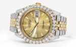 Diamond Iced Out Rolex Datejust 25 Carats Of Diamonds Custom Gold Diamond Dial Two Tone Replica