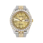 Diamond Iced Out Rolex Datejust 25 Carats Of Diamonds Custom Gold Diamond Dial Two Tone Replica