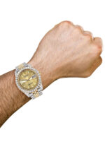 Diamond Iced Out Rolex Datejust 25 Carats Of Diamonds Custom Gold Diamond Dial Two Tone Replica