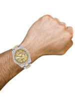 Diamond Iced Out Rolex Datejust 25 Carats Of Diamonds Custom Gold Diamond Dial Two Tone Replica