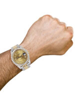 Diamond Iced Out Rolex Datejust 25 Carats Of Diamonds Custom Gold Roman Numeral Diamond Dial Replica