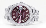 Diamond Iced Out Rolex Datejust 25 Carats Of Diamonds Custom Purple Dial Two Row Jubilee Band Replica