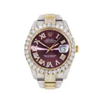Diamond Iced Out Rolex Datejust 25 Carats Of Diamonds Custom Purple Dial Two Tone Replica