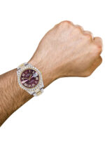 Diamond Iced Out Rolex Datejust 25 Carats Of Diamonds Custom Purple Dial Two Tone Replica