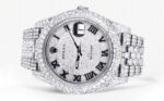 Diamond Iced Out Rolex Datejust 25 Carats Of Diamonds Custom Roman Numeral Diamond Dial Two Row Jubilee Band Replica