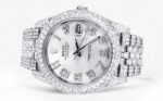 Diamond Iced Out Rolex Datejust 25 Carats Of Diamonds Custom Silver Diamond Dial Two Row Jubilee Band Replica