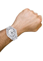Diamond Iced Out Rolex Datejust 25 Carats Of Diamonds Custom Silver Diamond Dial Two Row Jubilee Band Replica