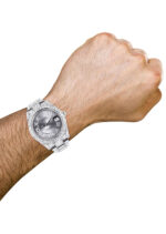 Diamond Iced Out Rolex Datejust 25 Carats Of Diamonds Custom Silver Roman Numeral Diamond Dial Two Row Oyster Band Replica