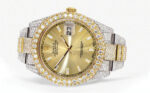 Diamond Iced Out Rolex Datejust 25 Carats Of Diamonds Gold Diamond Dial Two Tone Two Row Replica