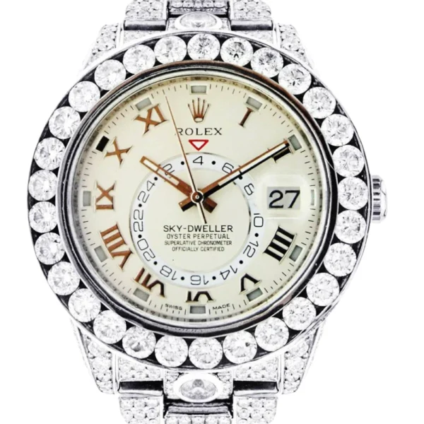 Diamond Rolex Sky Dweller 18K White Gold 42 Mm Replica