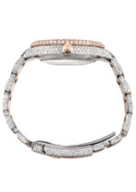 Diamond Rose Gold Iced Out Rolex Datejust 41 25 Carats Of Diamonds Custom Full Diamond Arabic Dial Replica