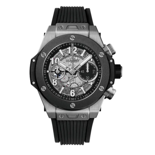 Hublot Big Bang Unico Titanium Skeleton Dial Black Rubber Strap Watch Replica
