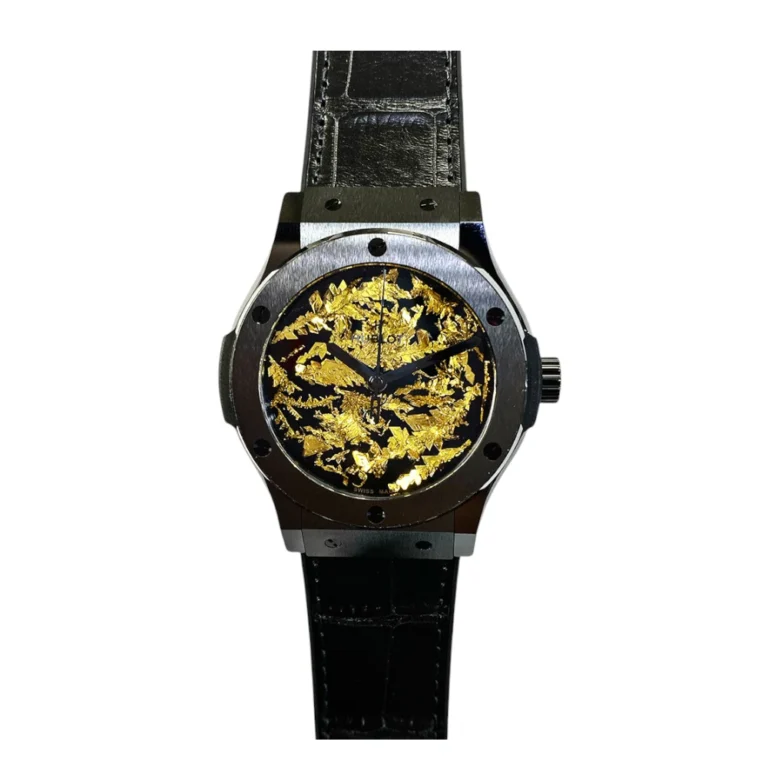 Hublot Classic Fusion Gold Ceramic With Black Leather Watch Replica
