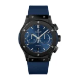Hublot Fusion Classic Chronograph Ceramic With Blue Rubber Watch Blue Index Dial Replica