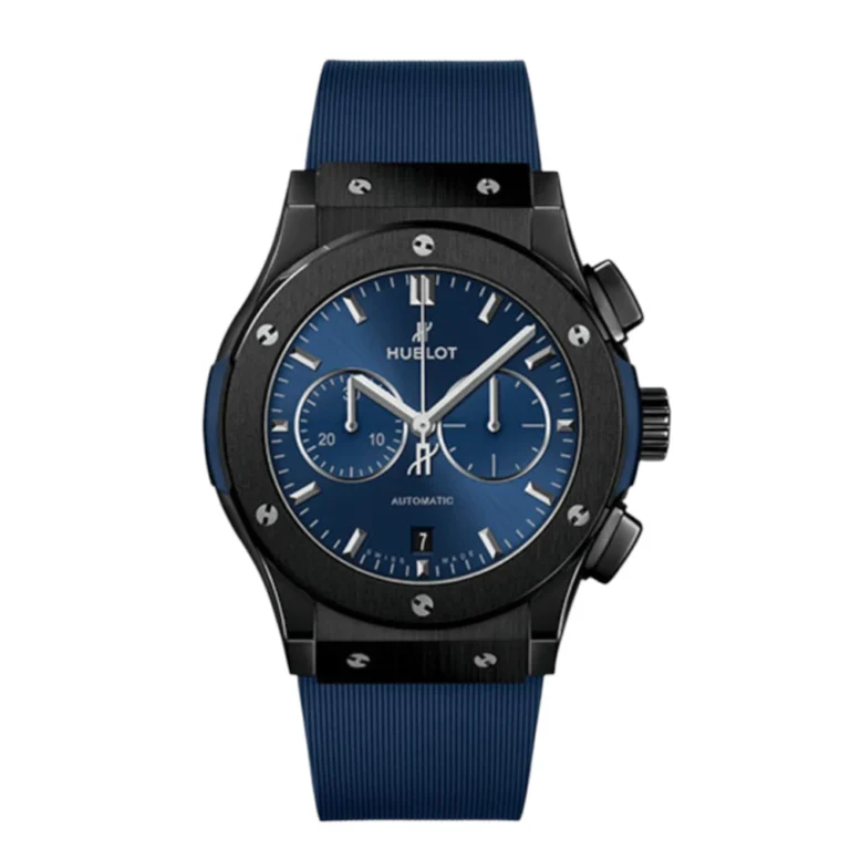 Hublot Fusion Classic Chronograph Ceramic With Blue Rubber Watch Blue Index Dial Replica