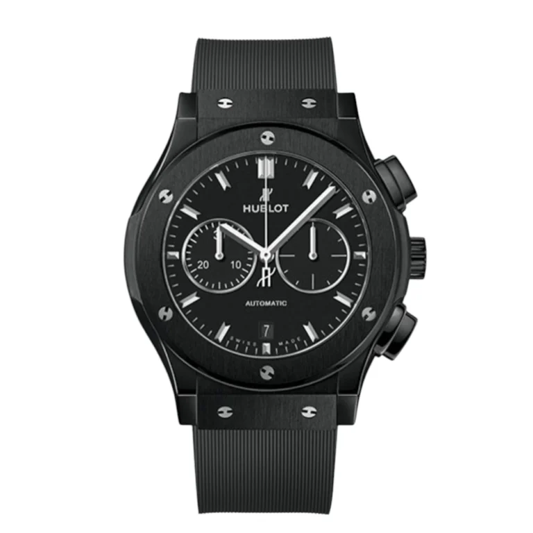 Hublot Fusion Classic Chronograph MM Black Dial Black Lined Rubber Strap Replica