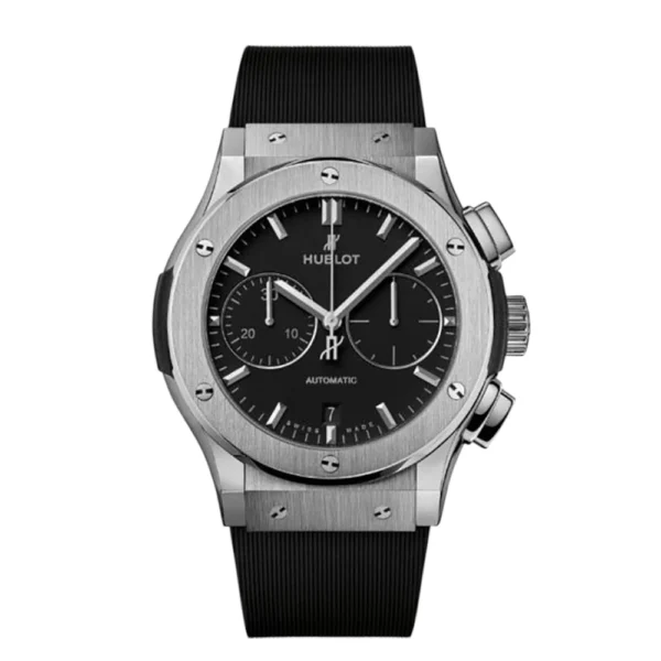 Hublot Fusion Classic Titanium with Black Rubber Watch Black Dial Replica