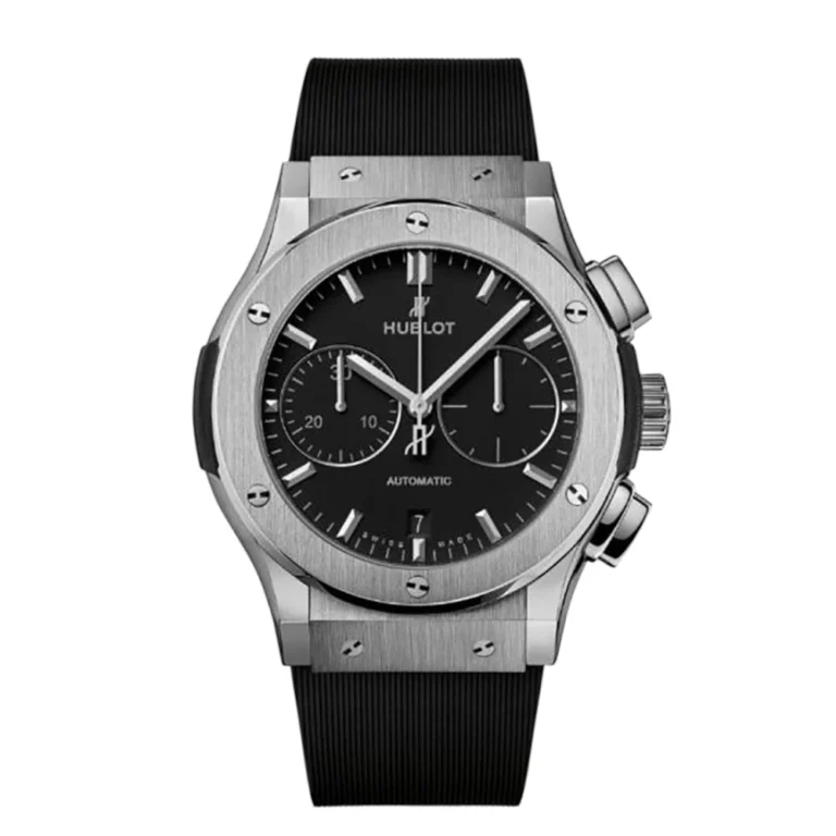 Hublot Fusion Classic Titanium with Black Rubber Watch Black Dial Replica