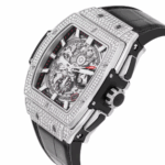 Hublot Big Bang Spirit of Titanium Pave 42mm Watch Skeleton Dial, Black Leather Strap Replica