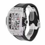 Hublot Big Bang Spirit of Titanium Pave 42mm Watch Skeleton Dial, Black Leather Strap Replica