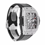 Hublot Big Bang Spirit of Titanium Pave 42mm Watch Skeleton Dial, Black Leather Strap Replica
