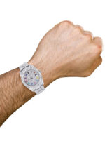 Iced Out Rolex Datejust 36 MM Stainless Steel 10 Carats of Diamonds Full Diamond Color Roman Diamond Dial Oyster Band Replica
