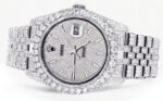 Iced Out Rolex Datejust 36 MM Stainless Steel 16.5 Carats of Diamonds Full Diamond Diamond Dial Jubilee Band Replica