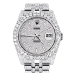 Iced Out Rolex Datejust 36 MM Stainless Steel 16.5 Carats of Diamonds Full Diamond Diamond Dial Jubilee Band Replica