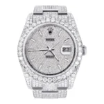 Iced Out Rolex Datejust 36 MM Stainless Steel 16.5 Carats of Diamonds Full Diamond Diamond Dial Oyster Band Replica