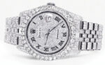 Iced Out Rolex Datejust 36 MM Stainless Steel 16.5 Carats of Diamonds Full Diamond Roman Diamond Dial Replica
