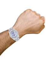Iced Out Rolex Datejust 36 MM Stainless Steel 16.5 Carats of Diamonds Mother of Pearl Diamond Dial Oyster Band Replica