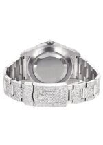 Iced Out Rolex Datejust 36 MM Stainless Steel 16.5 Carats of Diamonds Red Mother of Pearl Roman Diamond Dial Replica
