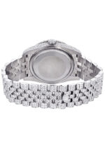 Iced Out Rolex Datejust 36 MM Stainless Steel 16.5 Carats of Diamonds Silver Texture Diamond Dial Replica