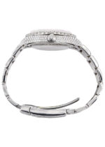 Iced Out Rolex Datejust 36 MM Stainless Steel 16.5 Carats of Diamonds Silver Texture Diamond Dial Oyster Band Replica