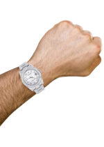 Iced Out Rolex Datejust 36 MM Stainless Steel 16.5 Carats of Diamonds Silver Texture Roman Diamond Dial Oyster Band Replica