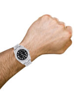 Iced Out Rolex Datejust 36 MM Stainless Steel10 Carats of Diamonds Black Arabic Diamond Dial Oyster Band Replica