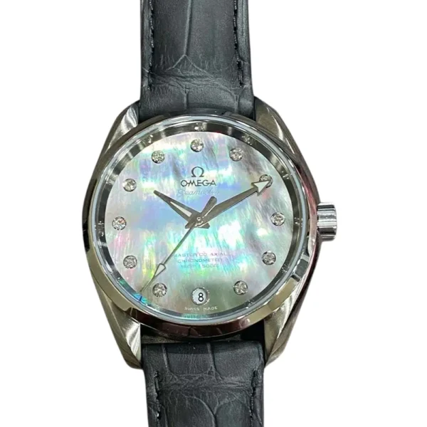 Omega Seamaster Aqua Terra Stainless Steel with Black Leather Watch Replica