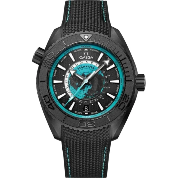 Omega Seamaster Planet Ocean 600M 45.5 mm Mens Watch Black Ceramic on Rubber Strap Blue Replica