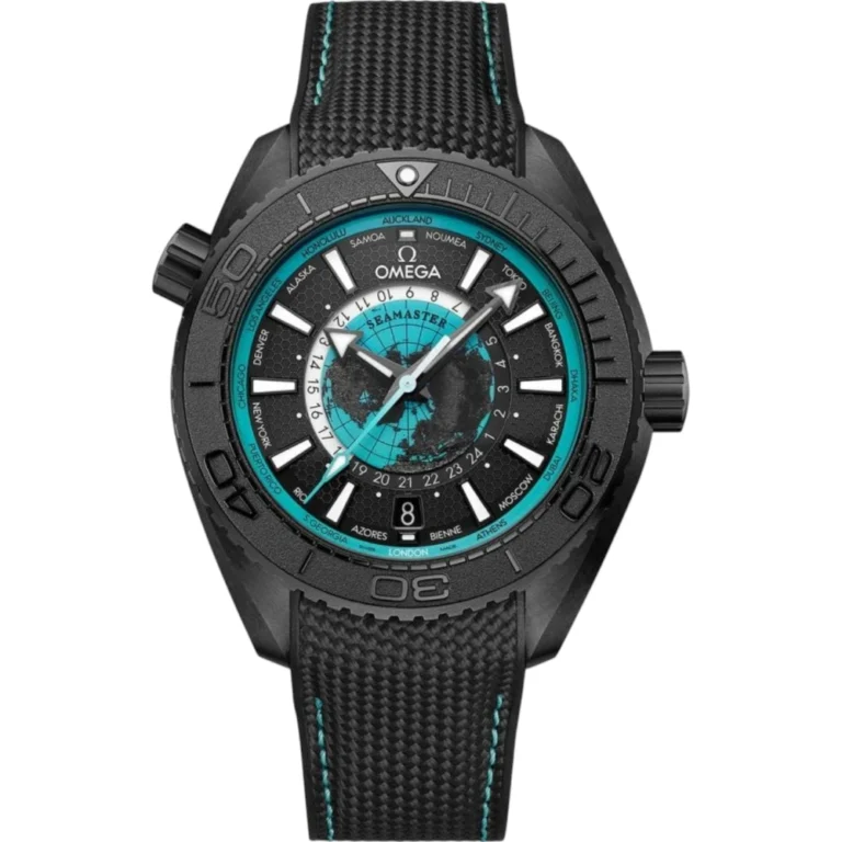 Omega Seamaster Planet Ocean 600M 45.5 mm Mens Watch Black Ceramic on Rubber Strap Blue Replica