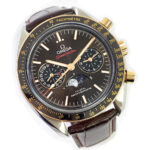 Omega Speedmaster Moon Phase Chronograph Stainless Steel With Brown Leather Watch Replica