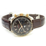 Omega Speedmaster Moon Phase Chronograph Stainless Steel With Brown Leather Watch Replica