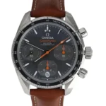 Omega Speedmaster Chronograph Stainless Steel with Brown Leather Watch Replica