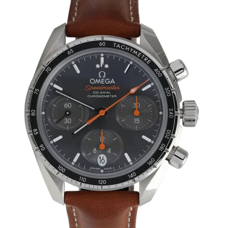Omega Speedmaster Chronograph Stainless Steel with Brown Leather Watch Replica