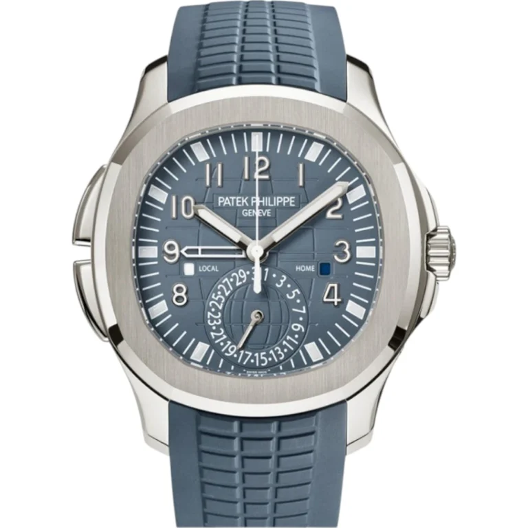 Patek Philippe Aquanaut Travel Time Blue Gray Dial White Gold Watch Replica