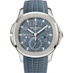 Patek Philippe Aquanaut Travel Time Blue Gray Dial White Gold Watch Replica