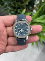 Patek Philippe Aquanaut Travel Time Blue Gray Dial White Gold Watch Replica