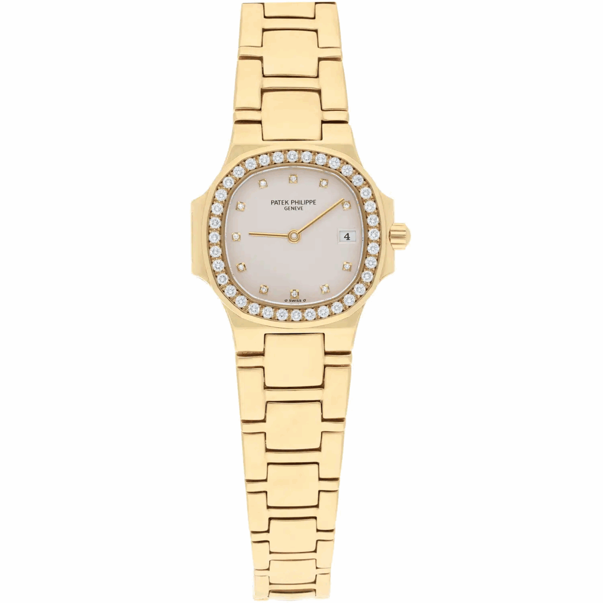 Patek Philippe Nautilus 18K Yellow Gold and Diamonds 28mm Quartz Watch Replica